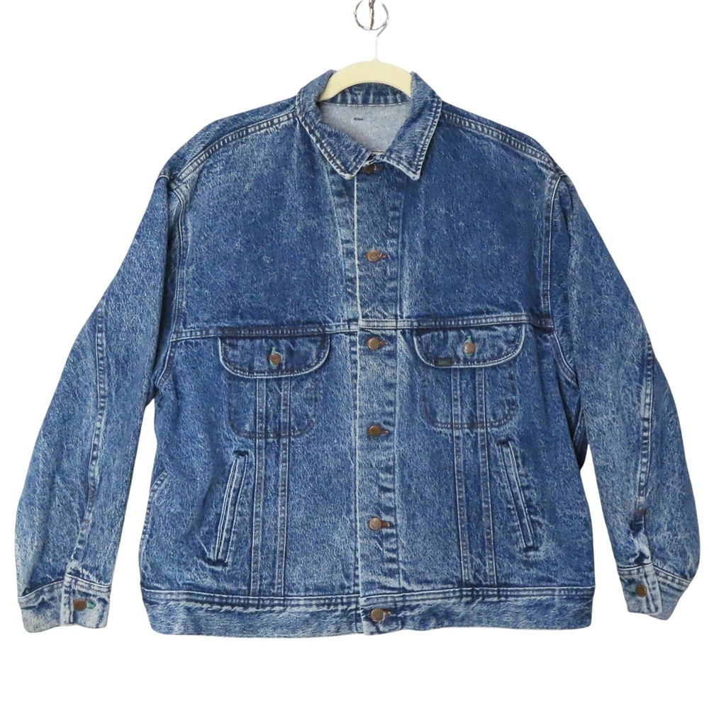 Vintage 80s/90s Lee Easy Rider Denim Jacket XL Acid Wash USA Made Blue Trucker